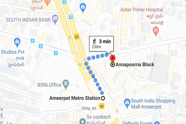 ASC NCFM Academy Hyderabad Address : Directions from Ameerpet Metro Station
